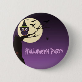 Owl op boomtak Halloween Party Button