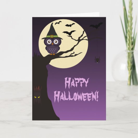 Owl op boomtak Halloween Wenskaart Kaart (Voorkant)