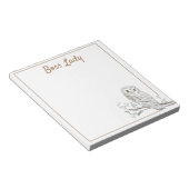 Owl op Branch White Boss Lady of jouw tekst Notitieblok (Schuin)