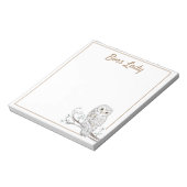 Owl op Branch White Boss Lady of jouw tekst Notitieblok (Linkerzijde)