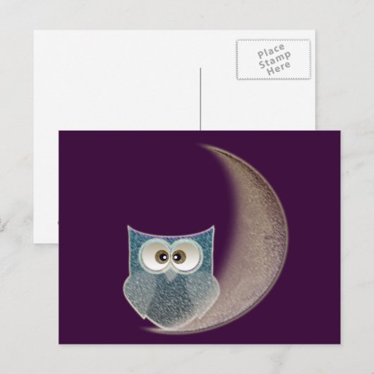 Owl op de maan briefkaart (Voorkant / Achterkant)