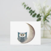 Owl op de maan briefkaart (Staand voorkant)