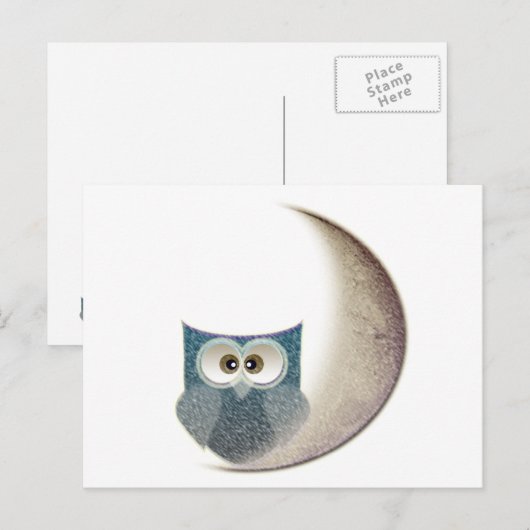 Owl op de maan briefkaart (Voorkant / Achterkant)