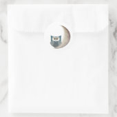 Owl op de maan ronde sticker (Tas)