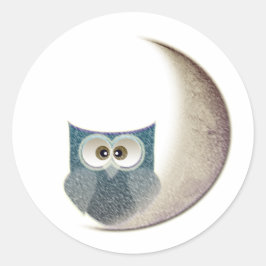 Owl op de maan ronde sticker