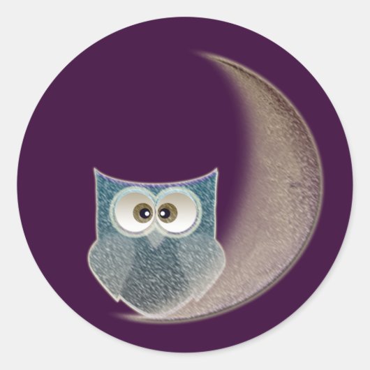 Owl op de maan ronde sticker (Voorkant)