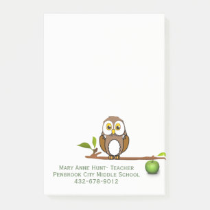 Owl op de Notiepad van de Aangepaste Teacher van d Post-it® Notes
