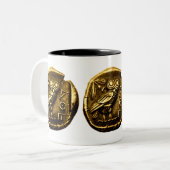 Owl op de oude griekse munt tweekleurige koffiemok (Voorkant links)