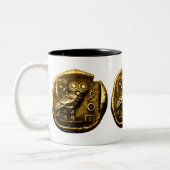 Owl op de oude griekse munt tweekleurige koffiemok (Links)