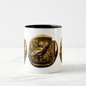 Owl op de oude griekse munt tweekleurige koffiemok (Center)