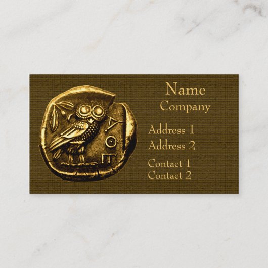 Owl op de oude griekse munt visitekaartje (Voorkant)