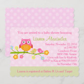 Owl op de Uitnodiging van het Baby shower van de T (Voorkant / Achterkant)