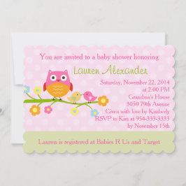 Owl op de Uitnodiging van het Baby shower van de T