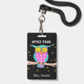 Owl op een badge van de de pas van de takstudent (Voorzijde met lanyard)