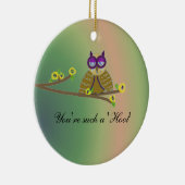 Owl op een boomtak keramisch ornament (Rechts)