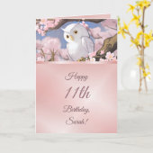 Owl op een Cherry Blossom Tree Girls Birthday Kaart (Gele Bloem)