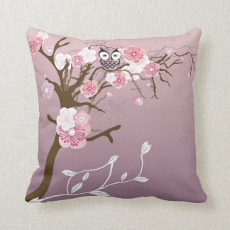 Owl op een kersenbloesem American MoJo Pillow Kussen
