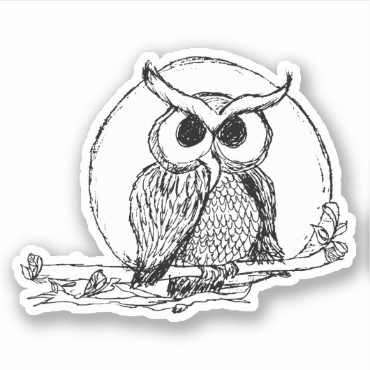 Owl op een Limb Sticker (Voorkant)