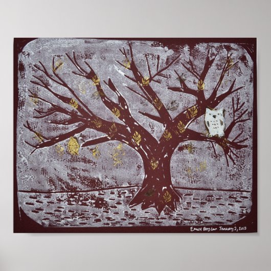 Owl op een Sneeuwige Druk Poster (Voorkant)