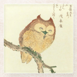 Owl op een tak Japans fijn Kunstglas Onderzetter