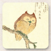 Owl op een tak  Japans Onderzetter van de Kunst va (Voorkant)