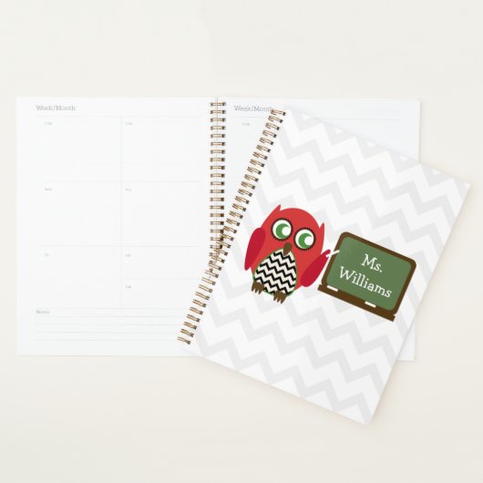 Owl op het alkboard Chevron - Aangepersonaliseerde Planner (Display)