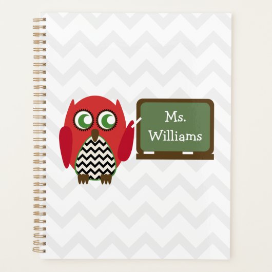 Owl op het alkboard Chevron - Aangepersonaliseerde Planner (Voorkant)