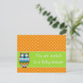 Owl op poka stips baby shower uitnodiging (Staand voorkant)