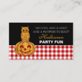 Owl op pompoen, Halloween Party Ticket Invitation Informatiekaartje (Voorkant)