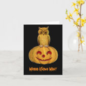 Owl op pompoenkaart kaart (Gele Bloem)