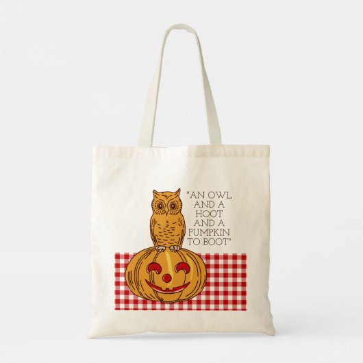Owl op Pumpkin Gingham Pattern-Canvas tas (Achterkant)