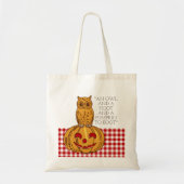Owl op Pumpkin Gingham Pattern-Canvas tas (Voorkant)