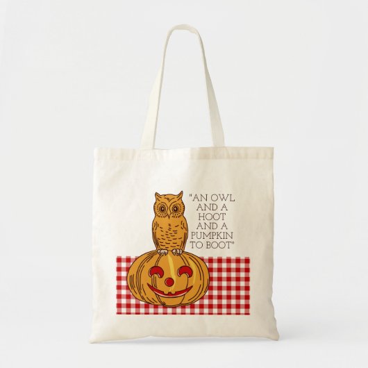 Owl op Pumpkin Gingham Pattern-Canvas tas (Voorkant)