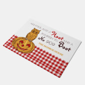 Owl op Pumpkin Gingham Pattern Doormat Deurmat (Schuin)