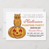 Owl op Pumpkin Halloween Pumpkin Party Gingham Kaart (Voorkant)