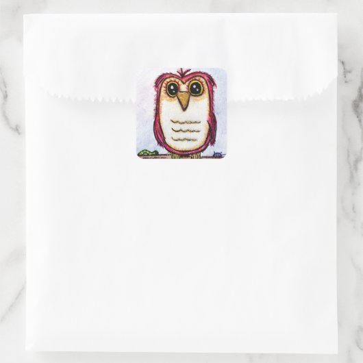 Owl op Rest Vierkante Sticker (Tas)