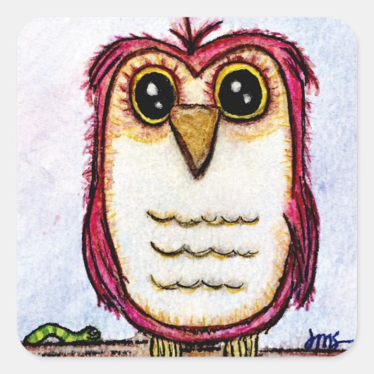 Owl op Rest Vierkante Sticker (Voorkant)