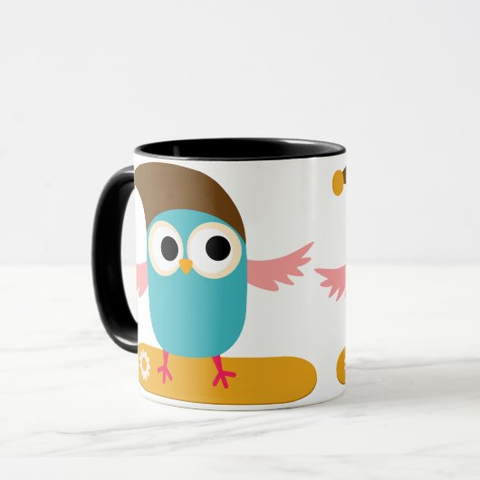 Owl op Snowboard, Sport Mok (Voorkant links)