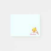 Owl op tak met de Roze Bloemen Gepersonaliseerde N Post-it® Notes (Voorkant)