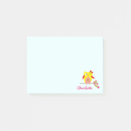 Owl op tak met de Roze Bloemen Gepersonaliseerde N Post-it® Notes
