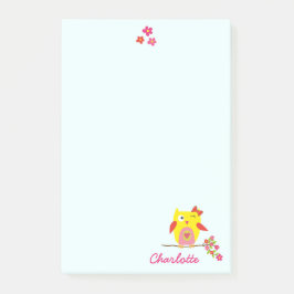 Owl op tak met de Roze Bloemen Gepersonaliseerde N Post-it® Notes