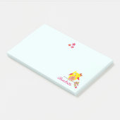 Owl op tak met de Roze Bloemen Gepersonaliseerde N Post-it® Notes (Schuin)