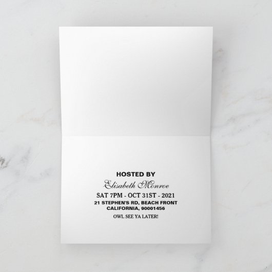 Owl op uitnodiging van Pumpkin Halloween Pumpkin P (Binnen)