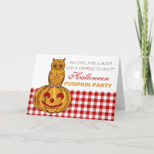 Owl op uitnodiging van Pumpkin Halloween Pumpkin P