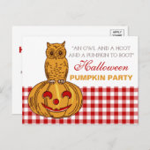 Owl op uitnodiging van Pumpkin Halloween Pumpkin P (Voorkant / Achterkant)
