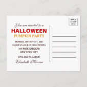 Owl op uitnodiging van Pumpkin Halloween Pumpkin P (Achterkant)