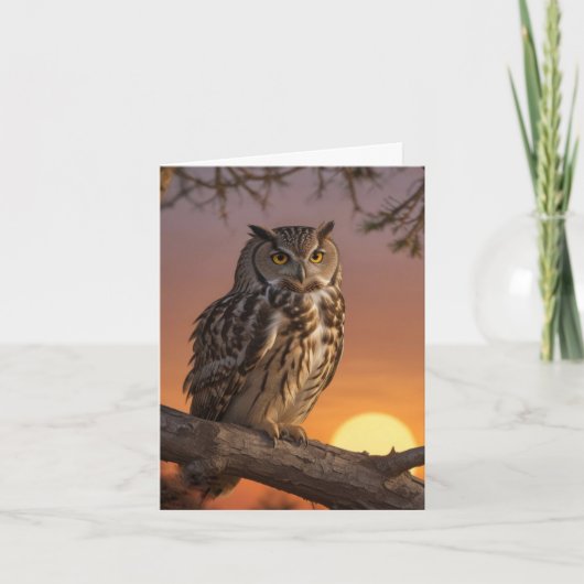 Owl op zonsondergang kaart (Voorkant)