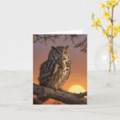 Owl op zonsondergang kaart (Gele Bloem)