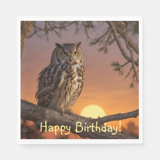 Owl op zonsondergang servet (Voorkant)