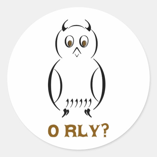 Owl O'Rly Ronde Sticker (Voorkant)